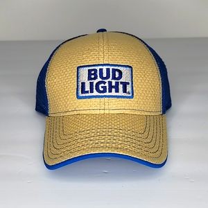 Bud Light Faux Straw Front Snapback Trucker Hat